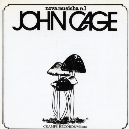 The jacket of John Cage's John Cage (nova musicha n.1) — a black mushroom illustration on white