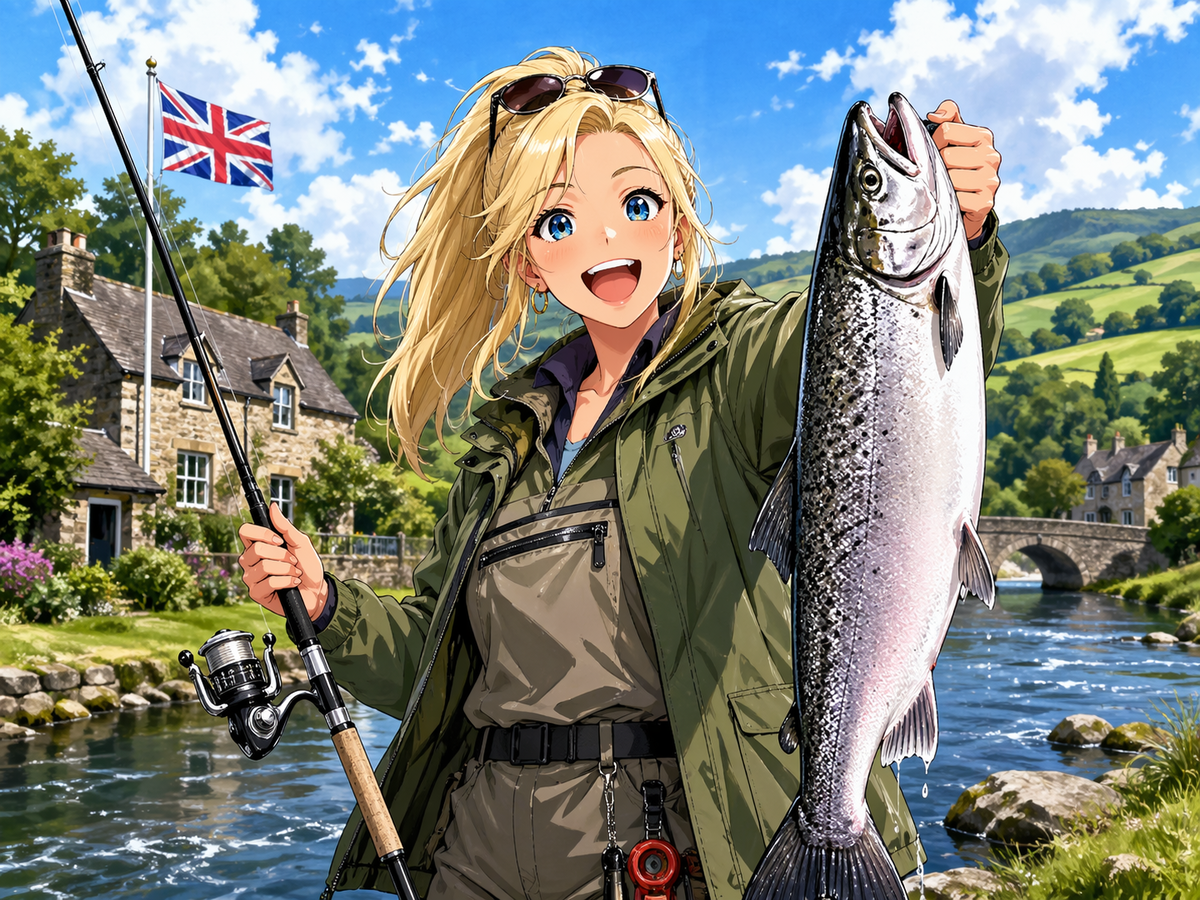 イギリスでサーモンを釣っているイメージ