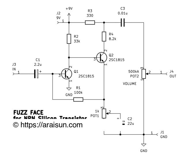Fuzz Face（2SC1815版）回路図