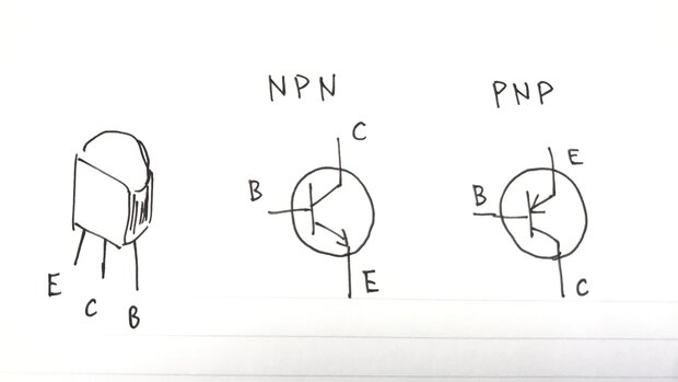 トランジスタの端子（E・C・B）