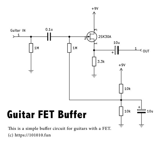 FET buffer schematic for guitars