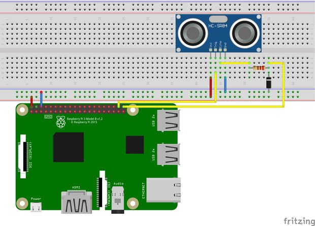 Raspberry PiとHC-SR04の配線図