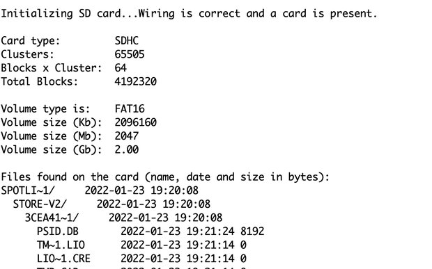 SDカード情報が表示された