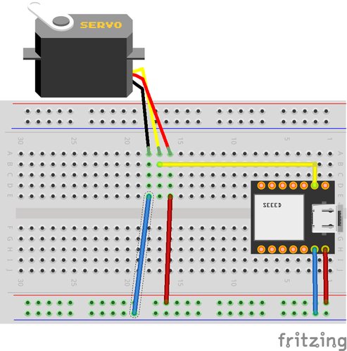 Seeduino XIAOとサーボモータの配線図