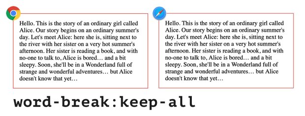 英語におけるword-break:keep-allの挙動