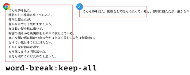 日本語におけるword-break:keep-allの挙動