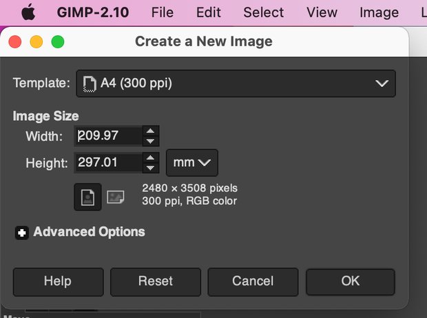 A4（300ppi）で新規作成する