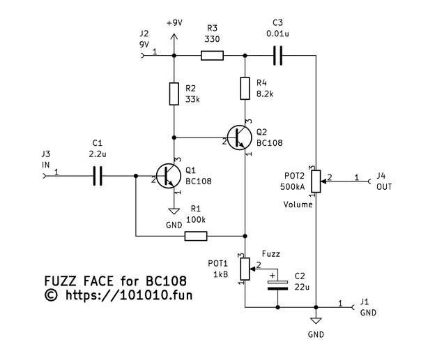 Fuzz Face（BC108版）回路図