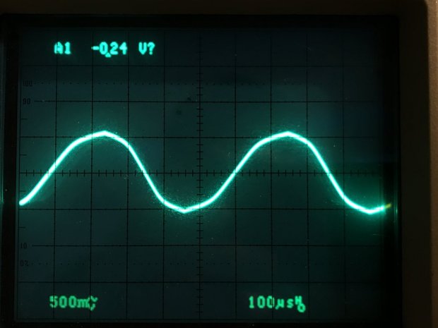 オーバードライブで三角波をクリップしてつくった正弦波