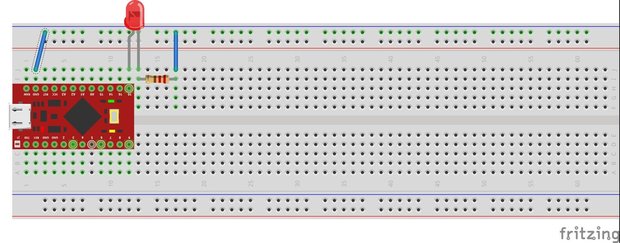 Pro MicroとLEDの配線図