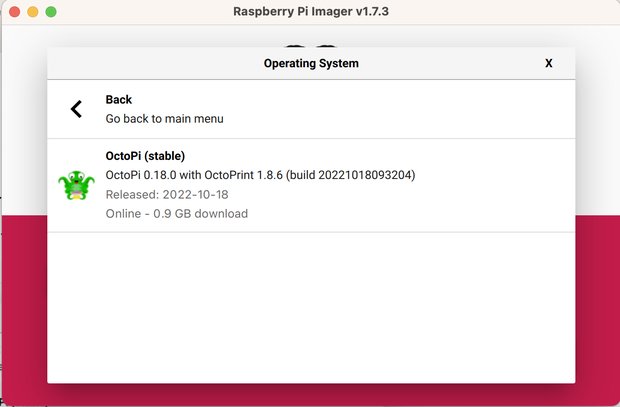 安定版のOctoPiを選択
