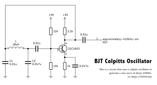 BJT Colpitts Oscillator Schematic