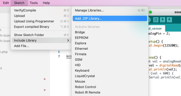 「Add .ZIP Library…」からライブラリを追加する