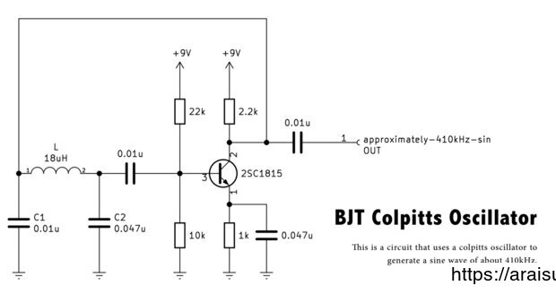BJT Colpitts Oscillator Schematic